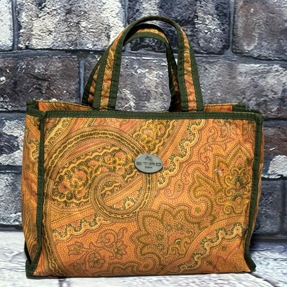 Etro Orange and Green Mini Bag with Paisley Design - Picture 1 of 13